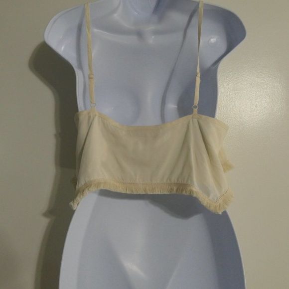 LF Run Cinta Run Cut Out Spaghetti Strap Crop Top Cream Small NWT - Picture 2 of 10